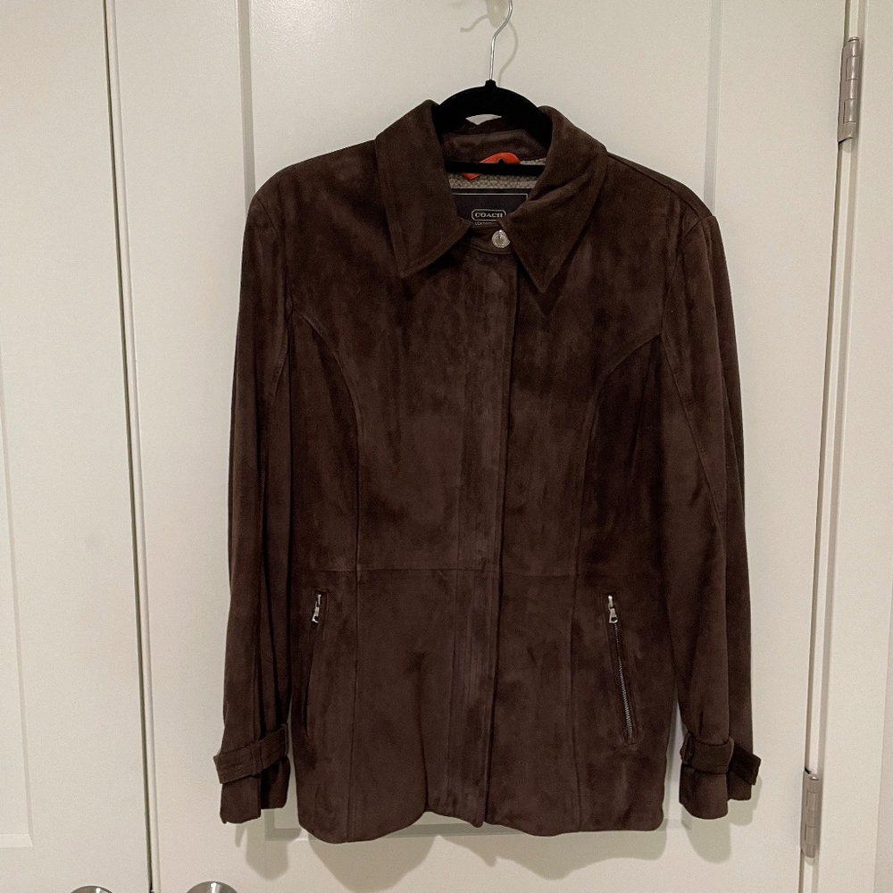 PRICE DROP: COACH Suede Zip-Front Quilt-Padded Jacket Sz 8/M Vintage VGC